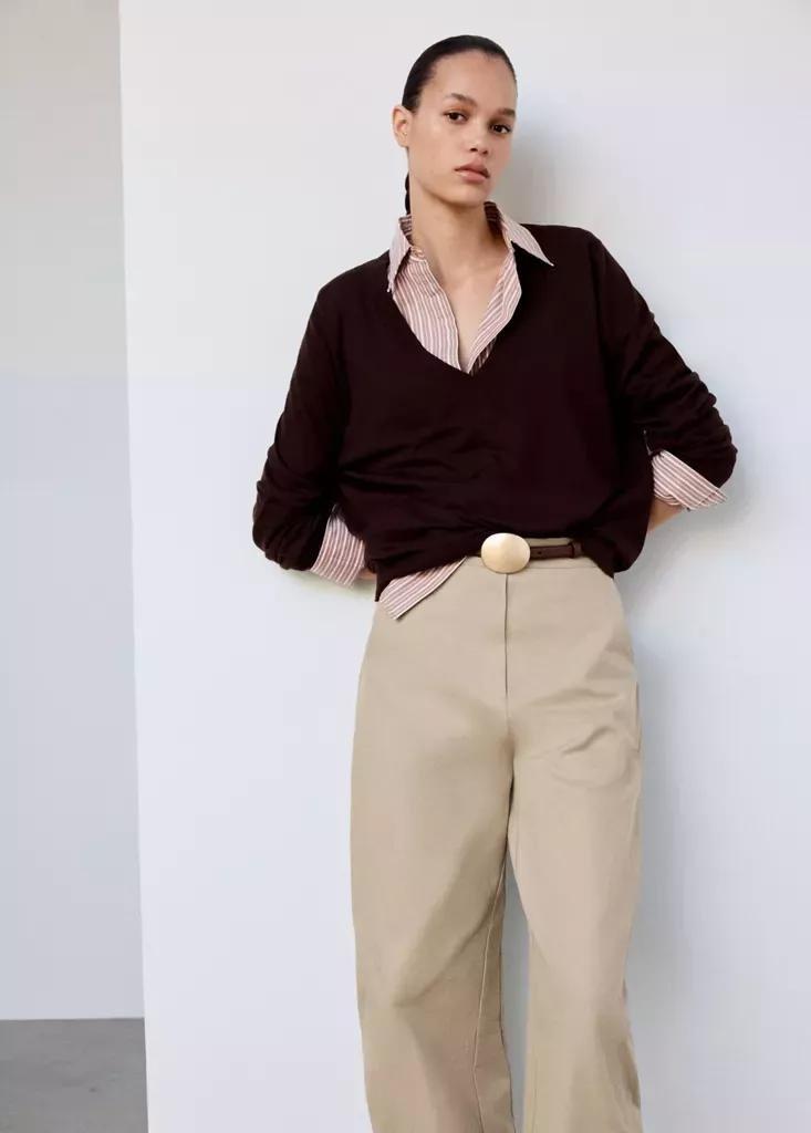 Brown Pleated Baggy Trousers, , large image number 3