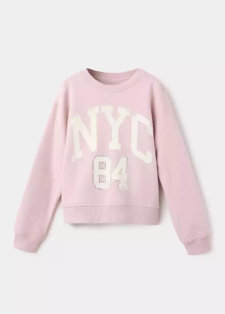 Pink Printed Cotton Sweatshirt, Pink, medium