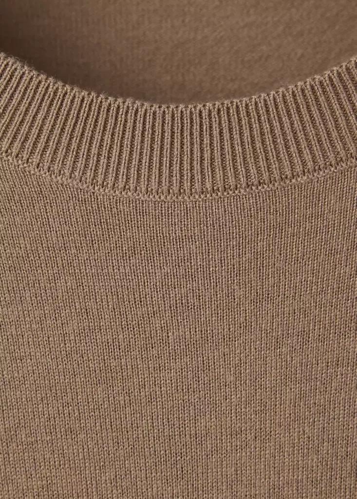 Brown Fine-Knit Crew-Neck Sweater, Medium Brown, large image number 5