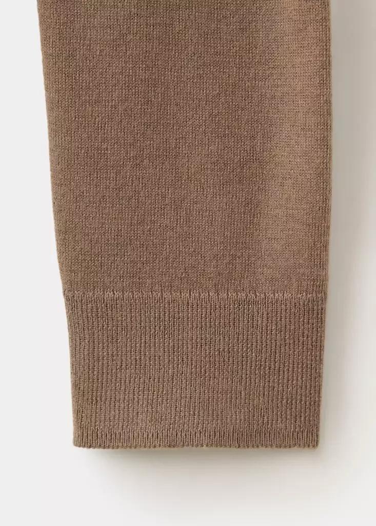Brown Fine-Knit Crew-Neck Sweater, Medium Brown, large image number 6