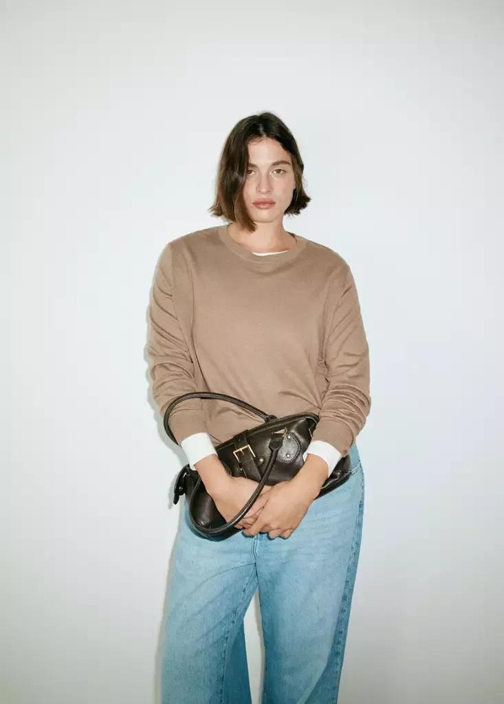Brown Fine-Knit Crew-Neck Sweater, Medium Brown, large image number 7