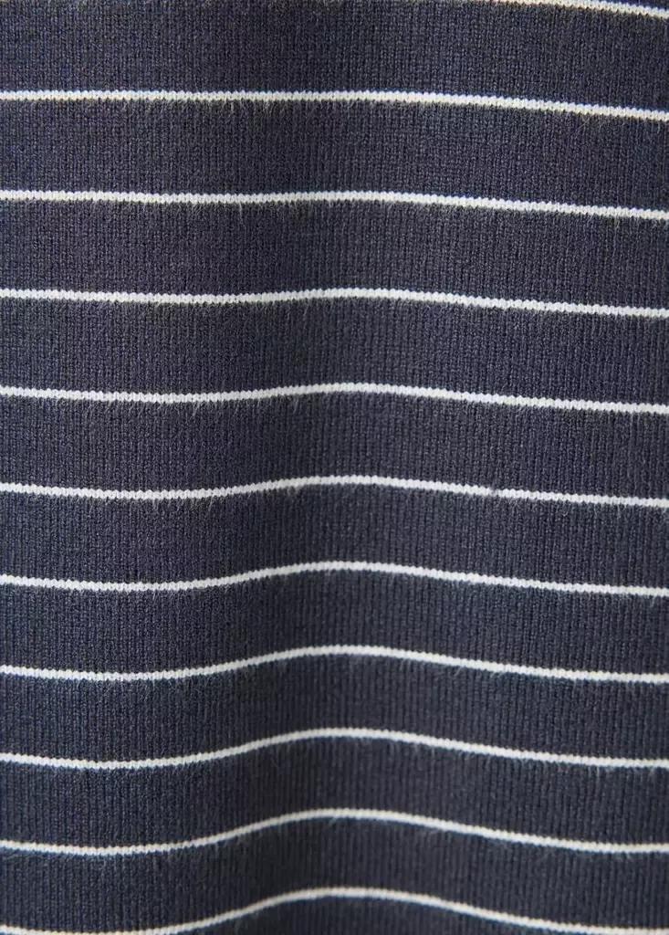 Grey Fitted Striped Jersey With Shirt Collar, Medium Grey, large image number 6