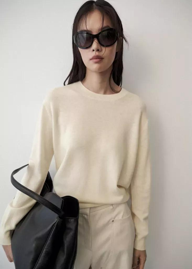 Yellow Wool Round-Neck Sweater, Yellow, medium