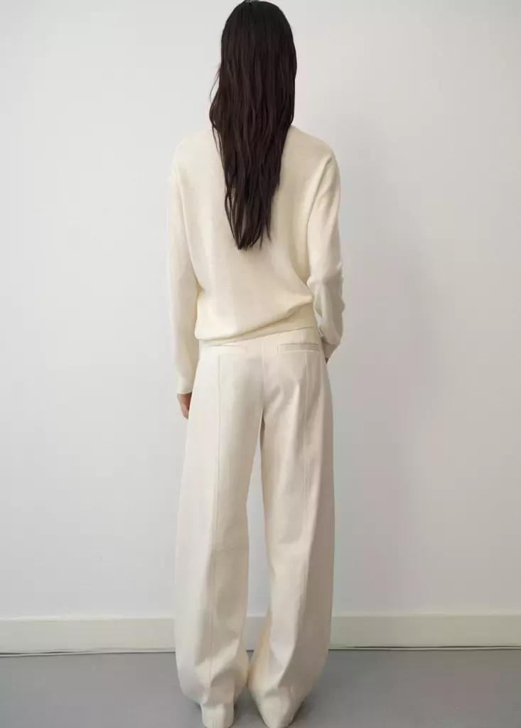Yellow Wool Round-Neck Sweater, Yellow, medium