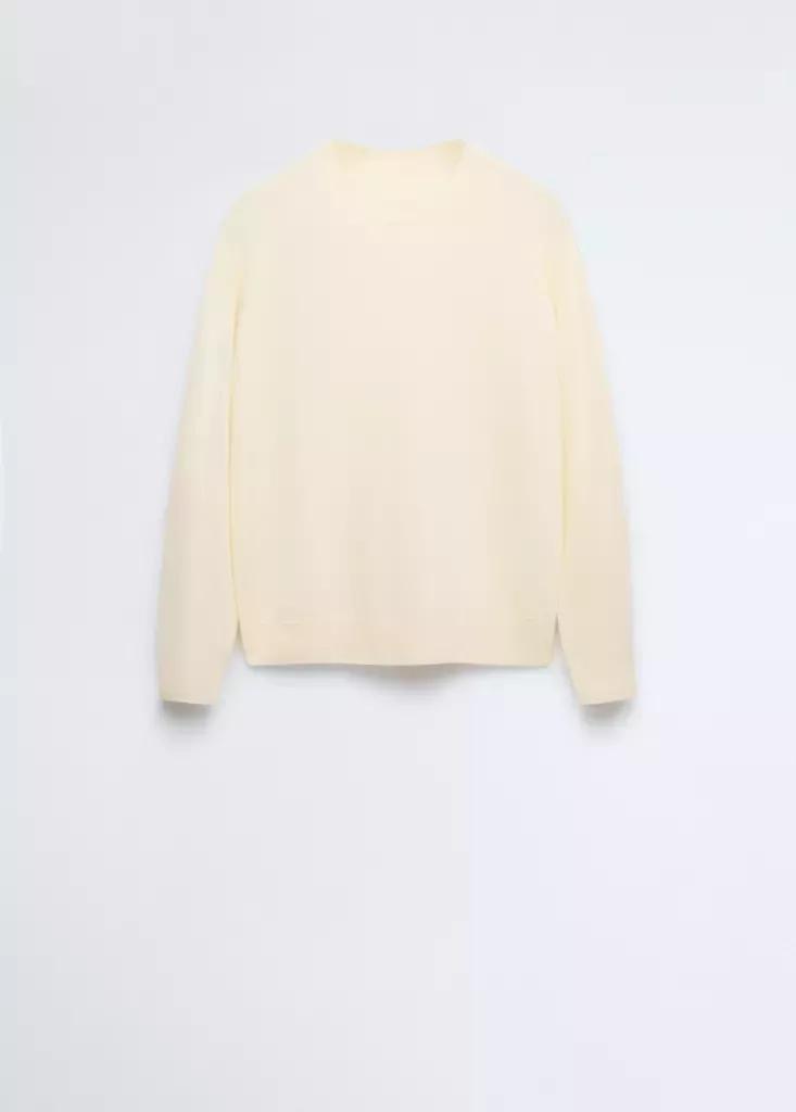 Yellow Wool Round-Neck Sweater, Yellow, large image number 4