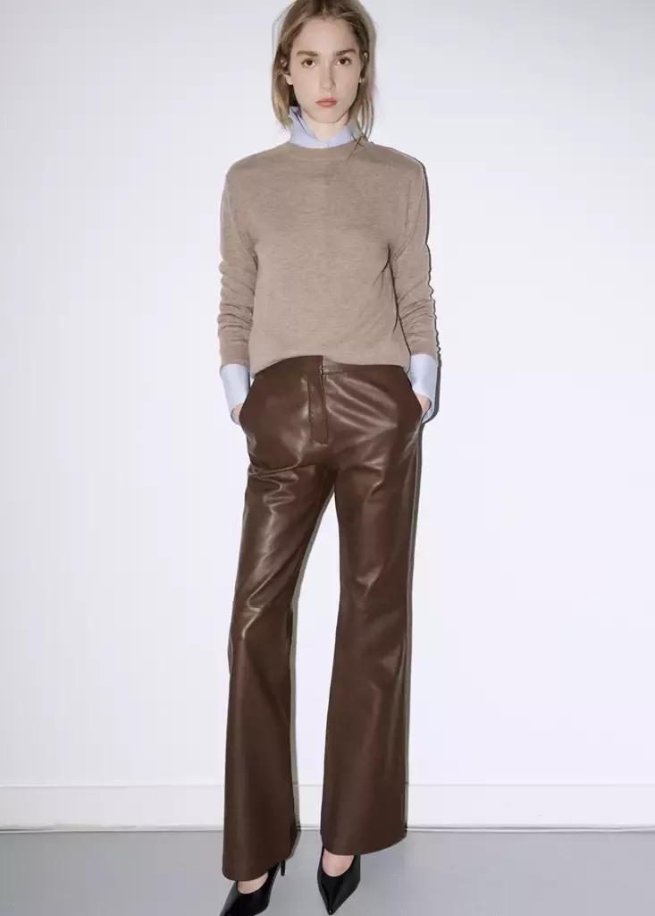 Brown Wool Round-Neck Sweater, Medium Brown, medium