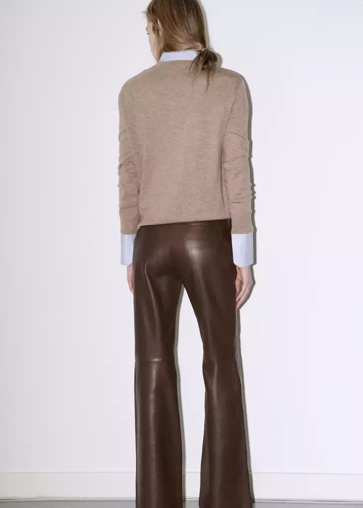 Brown Wool Round-Neck Sweater, Medium Brown, medium