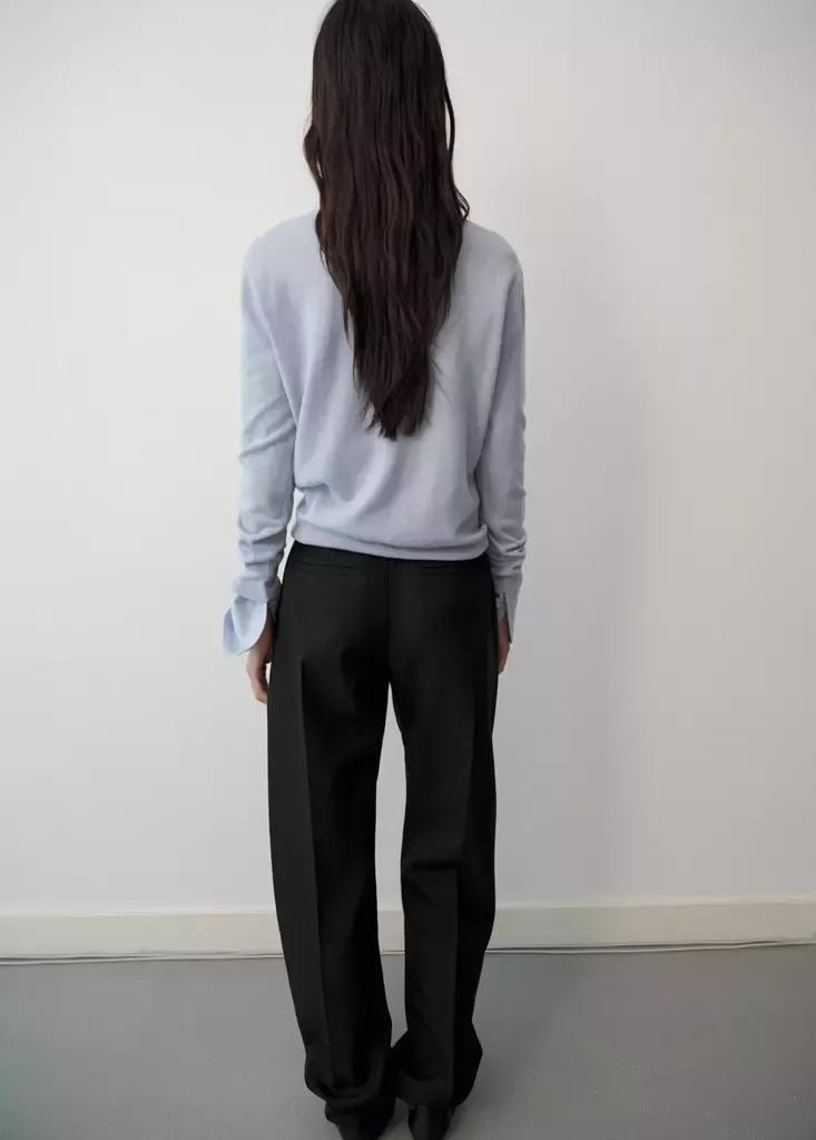 Blue Wool Round-Neck Sweater, Light-Pastel Blue, medium