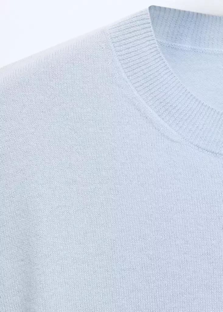 Blue Wool Round-Neck Sweater, Light-Pastel Blue, large image number 4