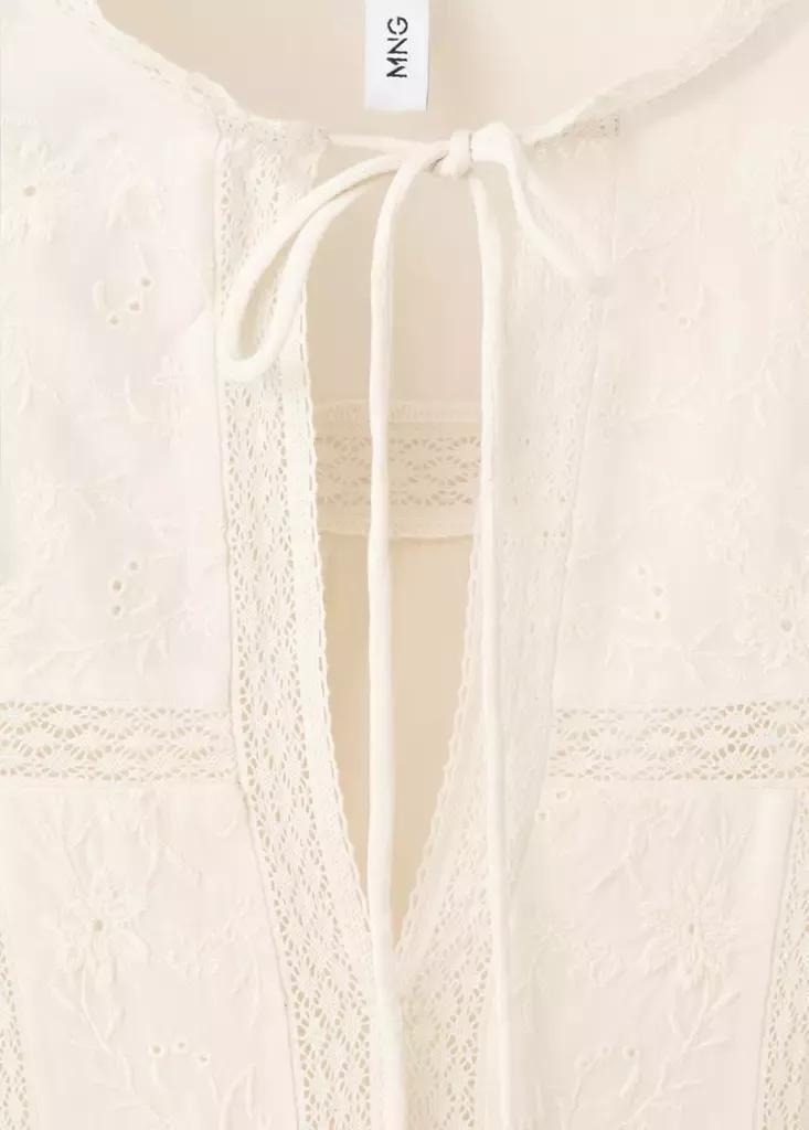Green Embroidered Puff-Sleeve Blouse, Green, large image number 5