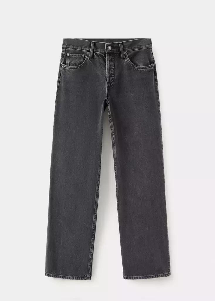 Black Straight Low-Waist Jeans, Open Grey, large image number 4