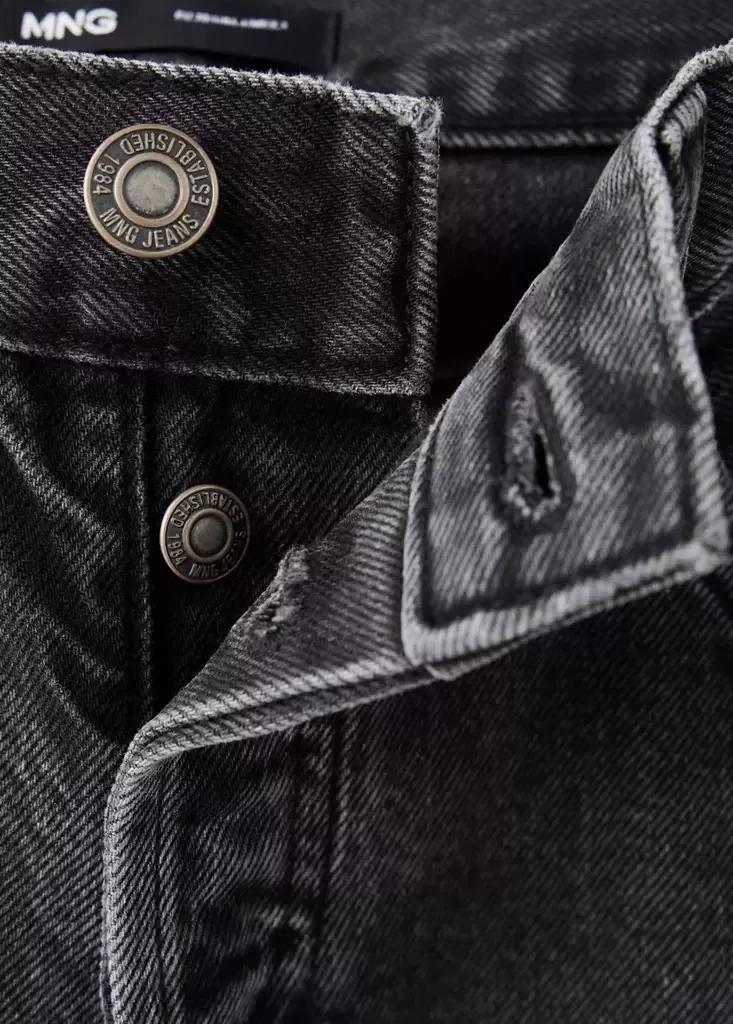 Black Straight Low-Waist Jeans, Open Grey, large image number 5