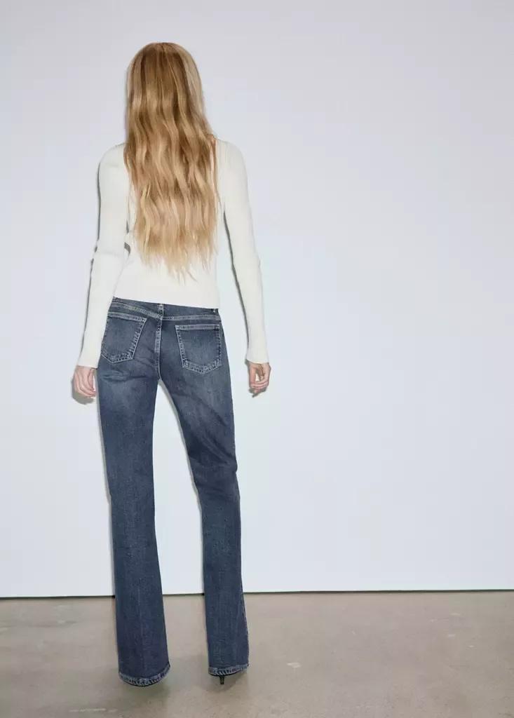 Blue High-Waist Flared Jeans, Open Blue, medium
