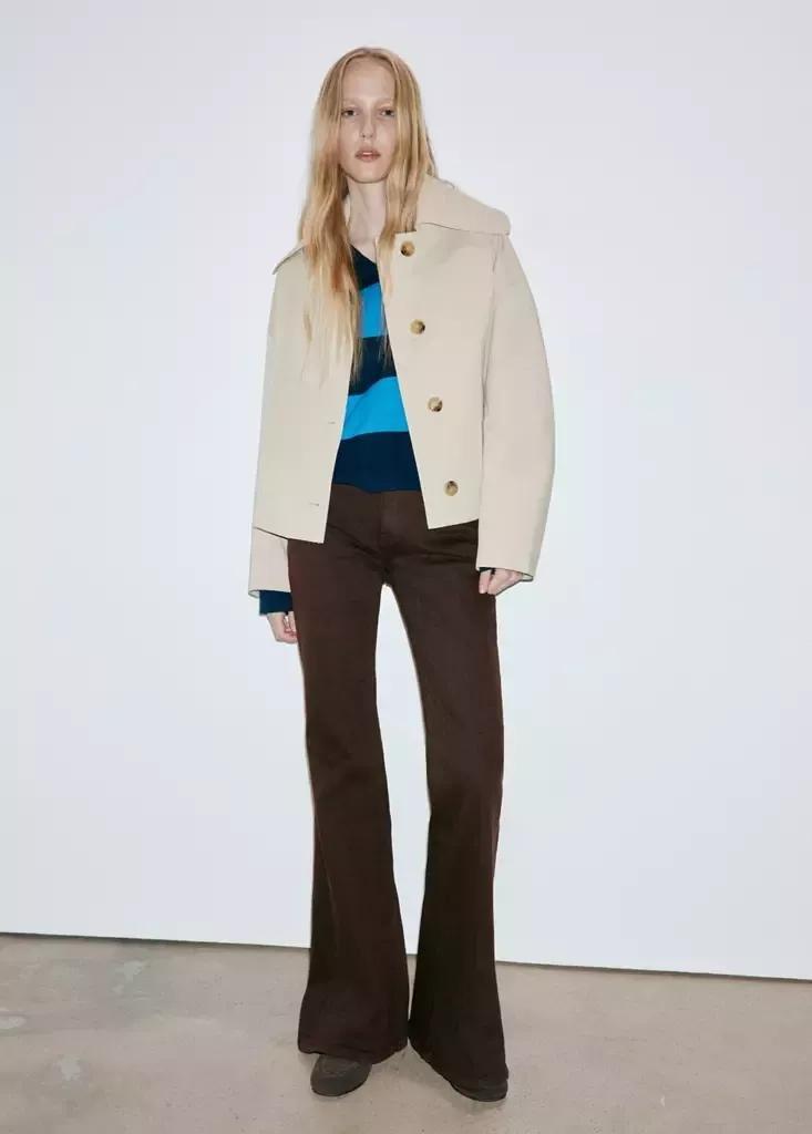 Brown High Waist Flare Jeans, Dark Brown, large image number 0