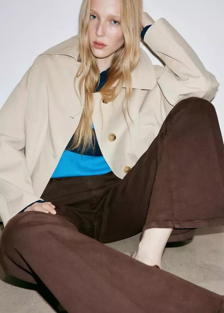 Brown High Waist Flare Jeans, Dark Brown, large image number 4
