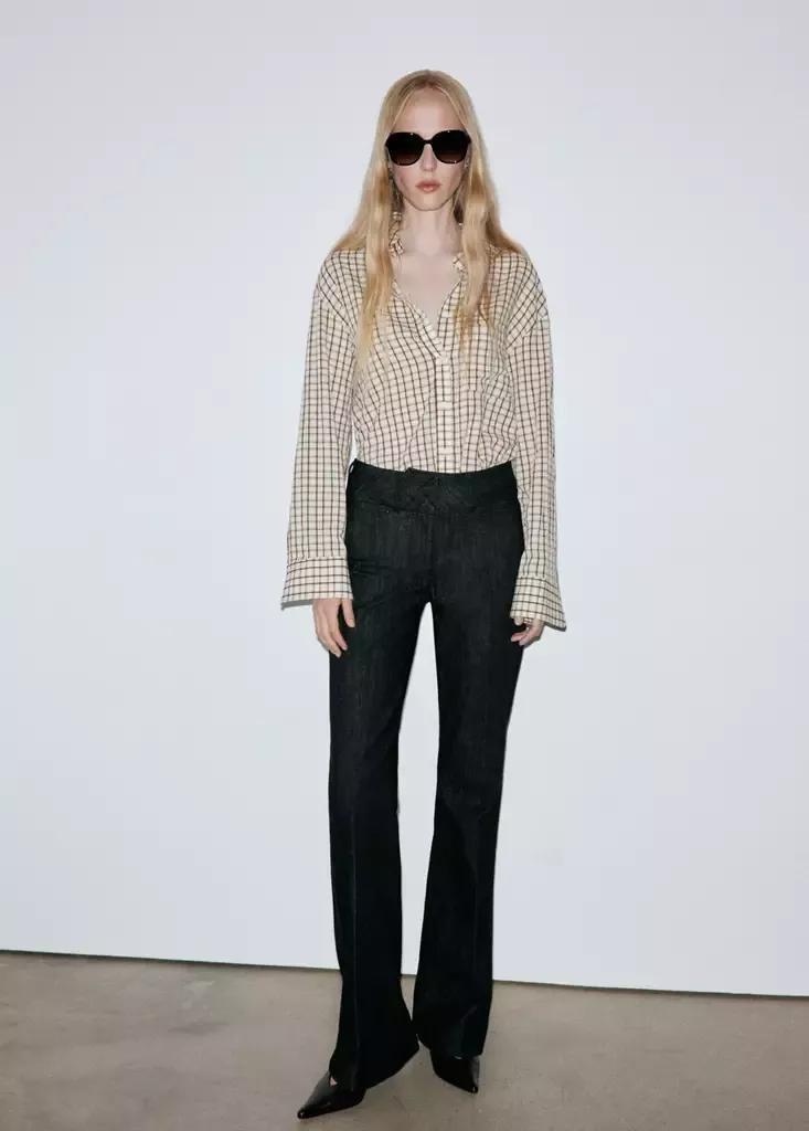 Black Mid-Rise Flared Jeans, Black, medium