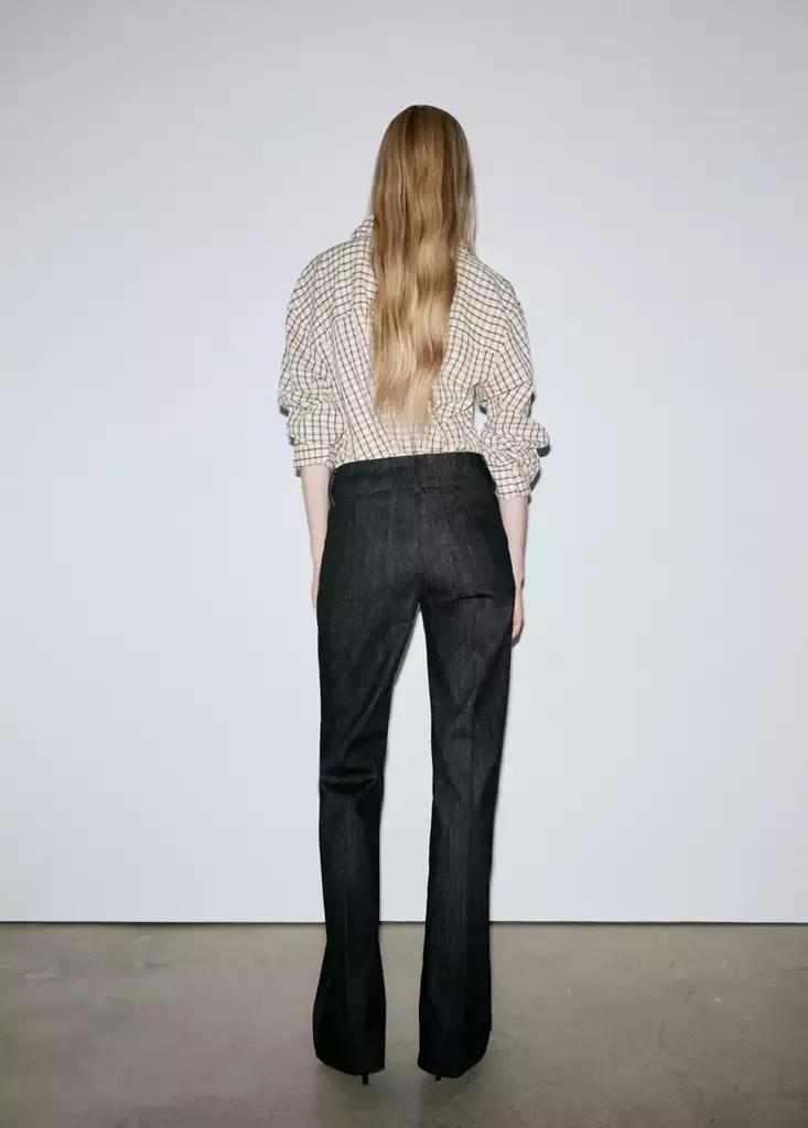 Black Mid-Rise Flared Jeans, Black, medium