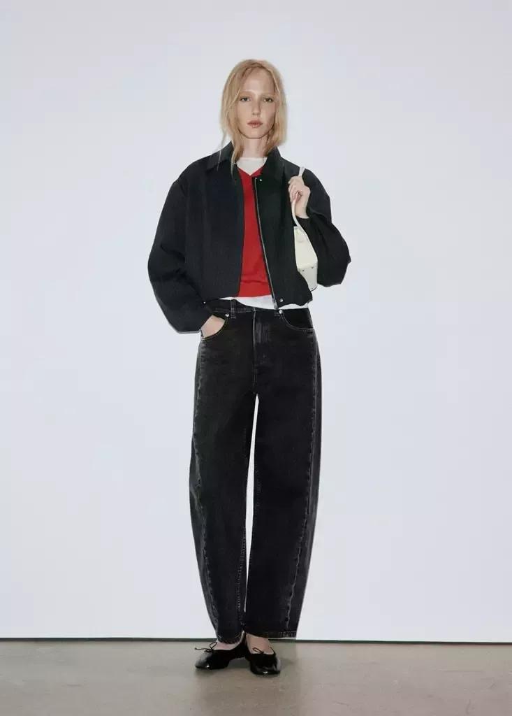 Black Balloon Seam Jeans, Open Grey, medium