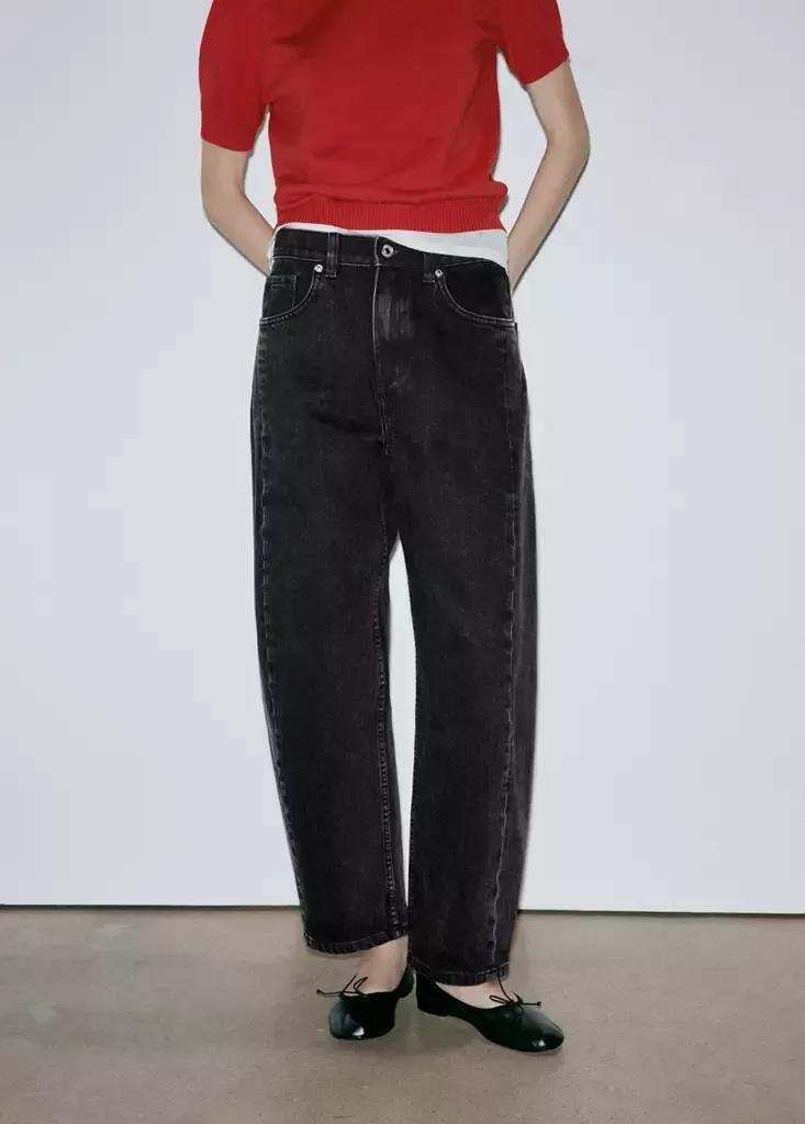 Black Balloon Seam Jeans, Open Grey, medium