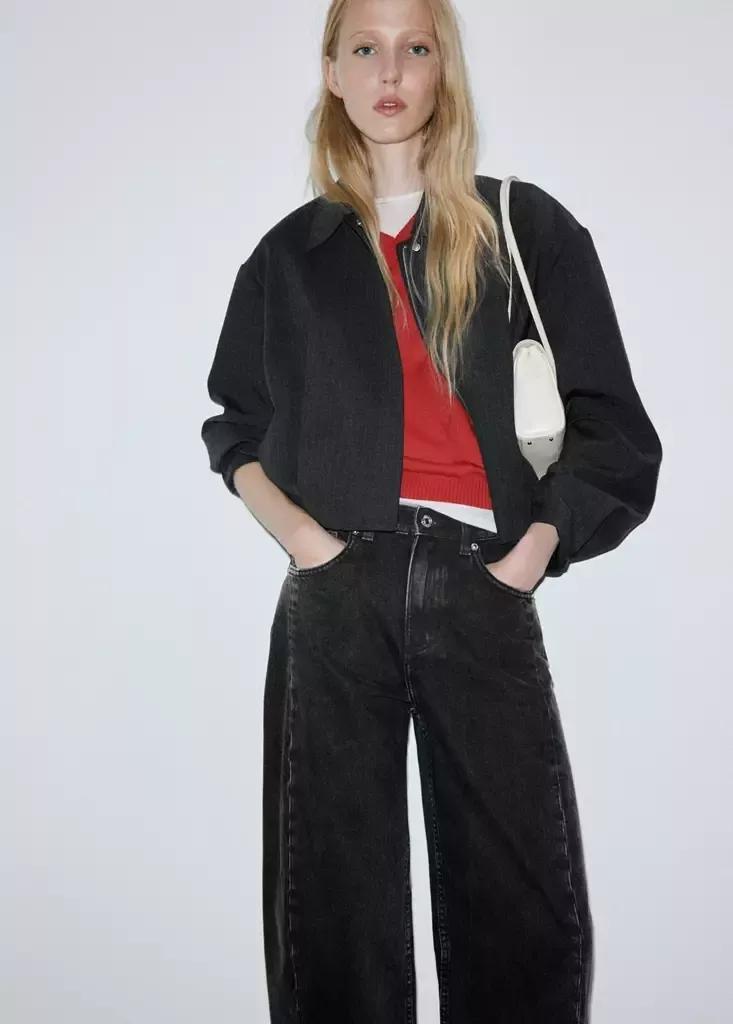 Black Balloon Seam Jeans, Open Grey, large image number 3