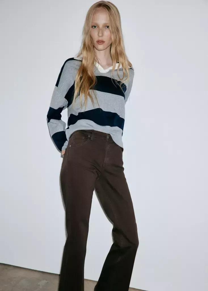Brown Sienna Flared Cropped Jeans, Dark Brown, large image number 3