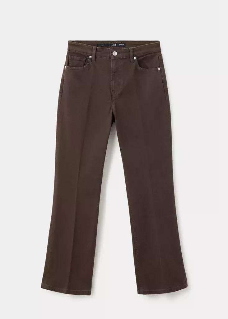 Brown Sienna Flared Cropped Jeans, Dark Brown, large image number 4