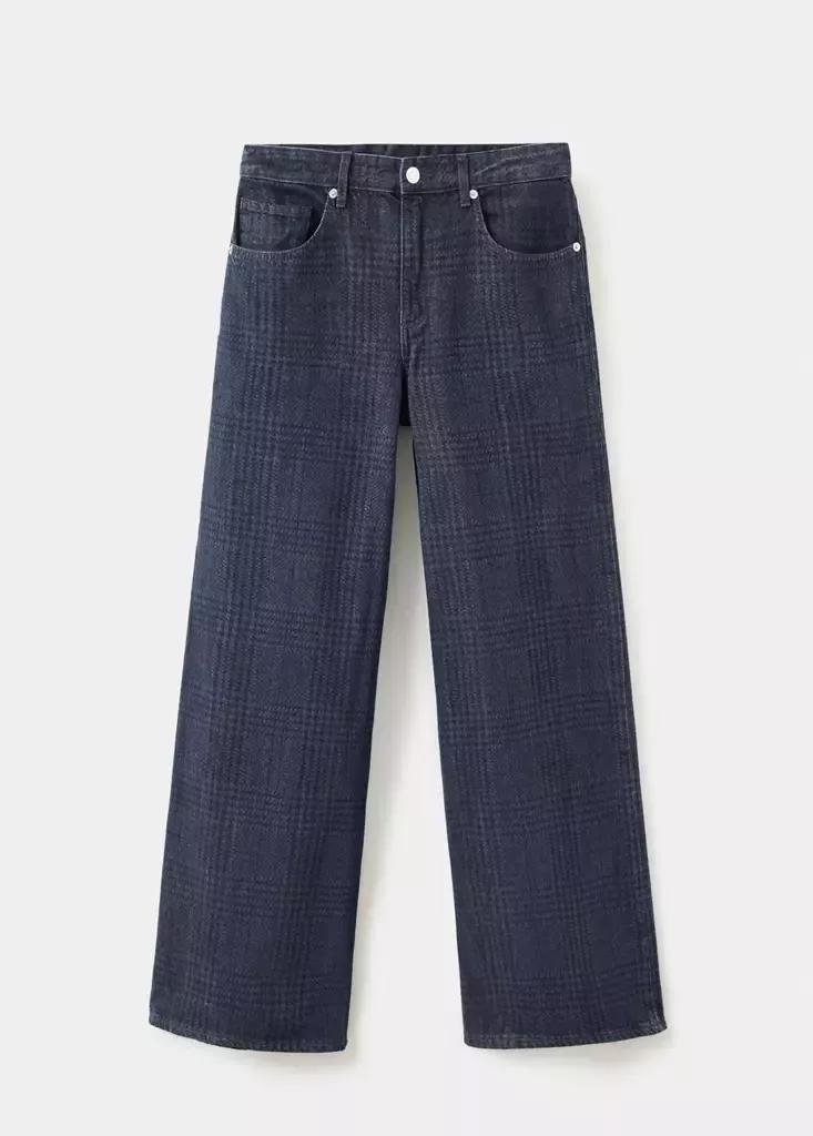 Blue Wide-Leg Checked Jeans, Open Blue, large image number 5