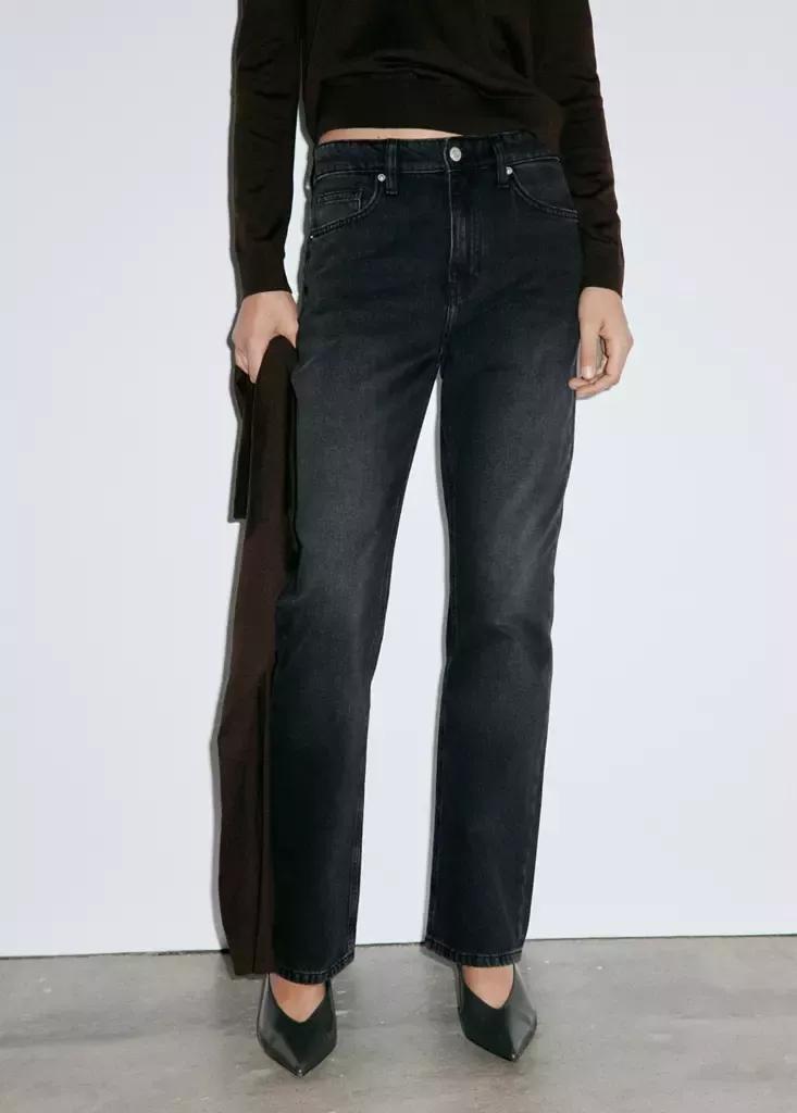 Grey Matilda High-Rise Straight Jeans, , medium