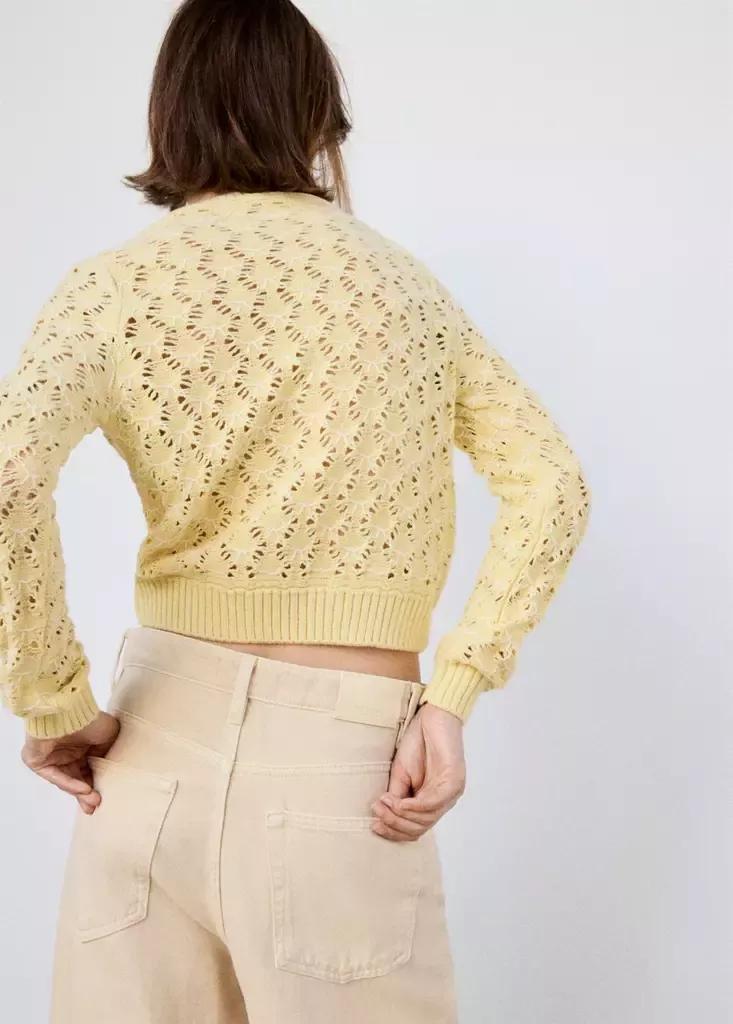 Yellow Work Knit Sweater, Yellow, medium