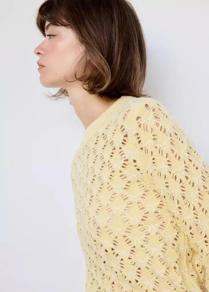 Yellow Work Knit Sweater, Yellow, large image number 3