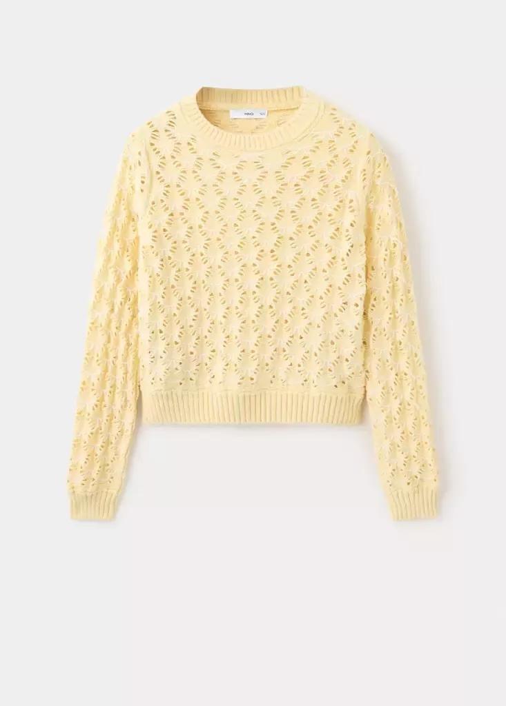 Yellow Work Knit Sweater, Yellow, large image number 4