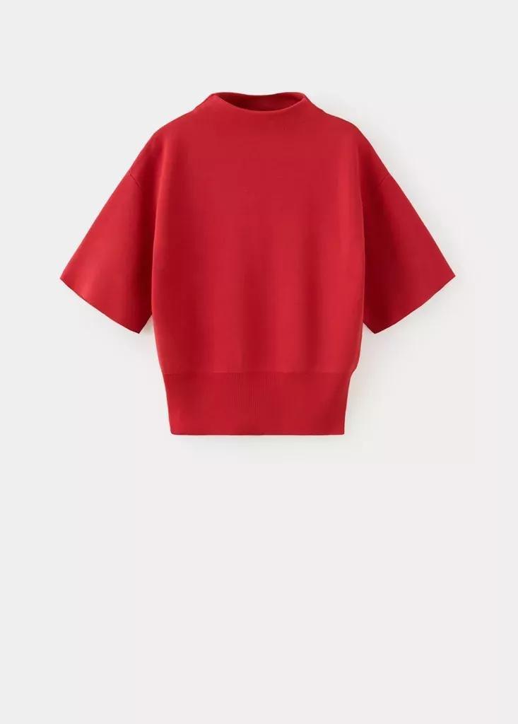 Bright Red Fine-Knit Roll-Neck Jumper, Bright Red, large image number 4