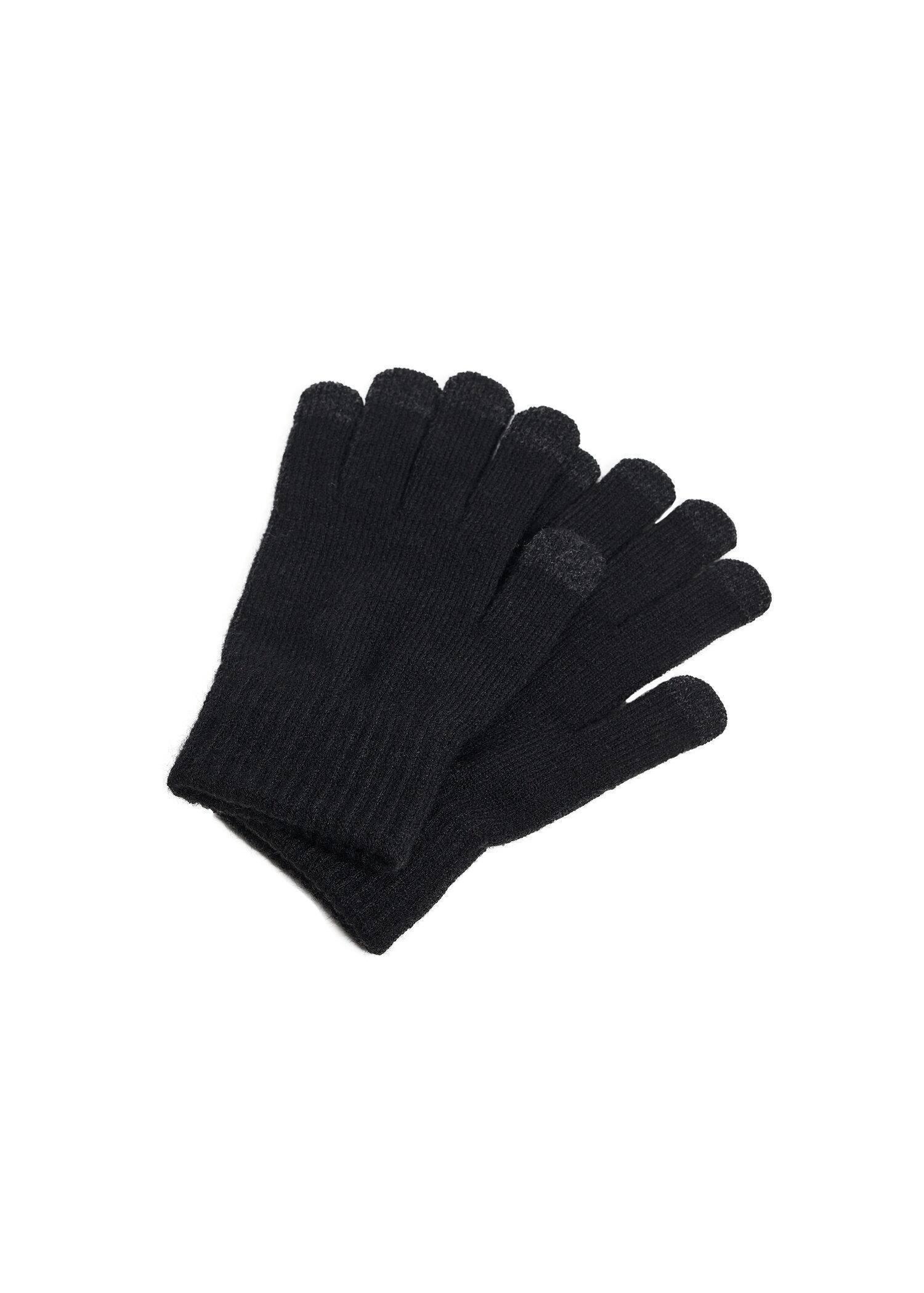 Black Touchscreen Knitted Gloves, , large image number 0