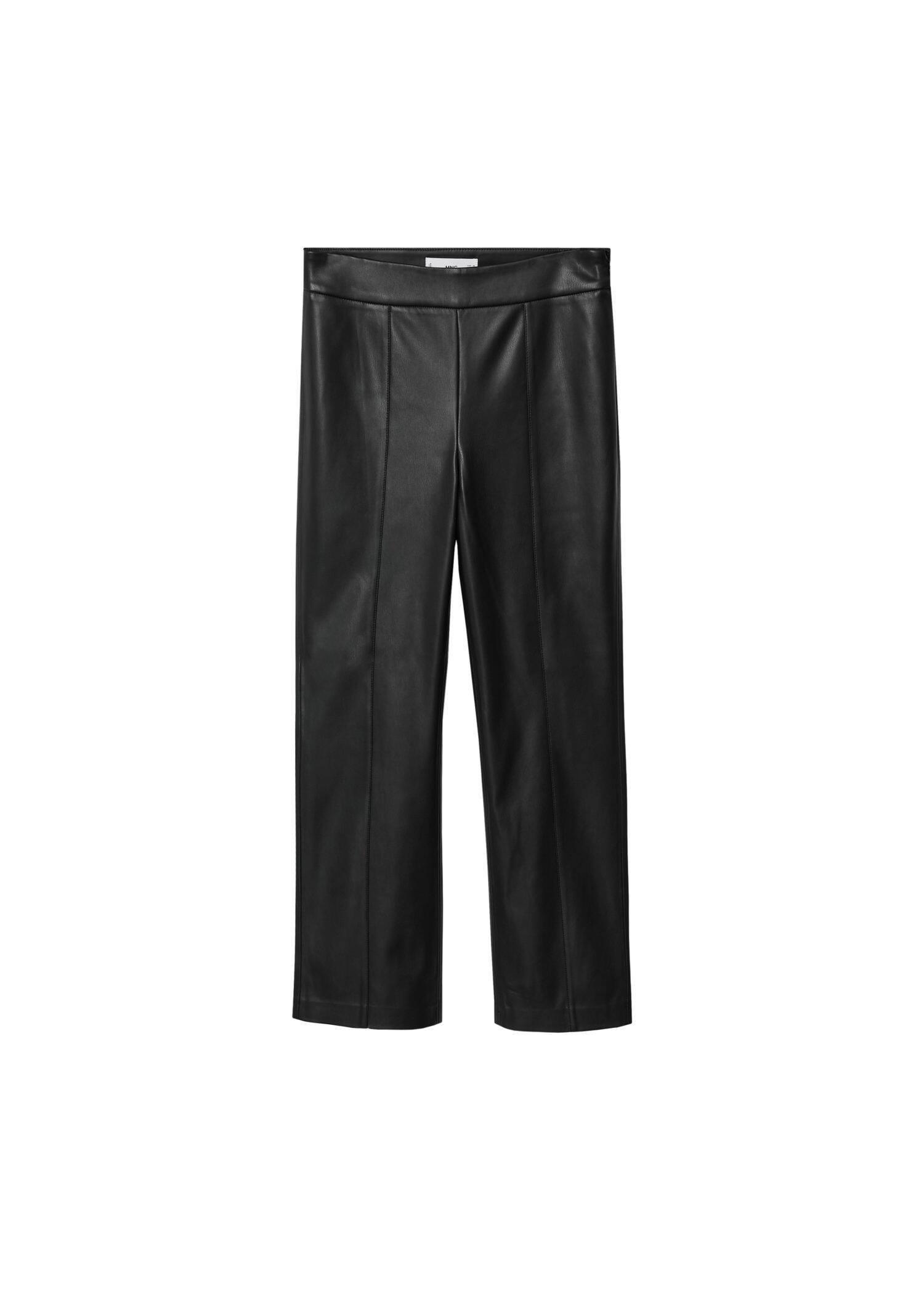 Black Leather-Effect Straight Trousers, , large image number 6