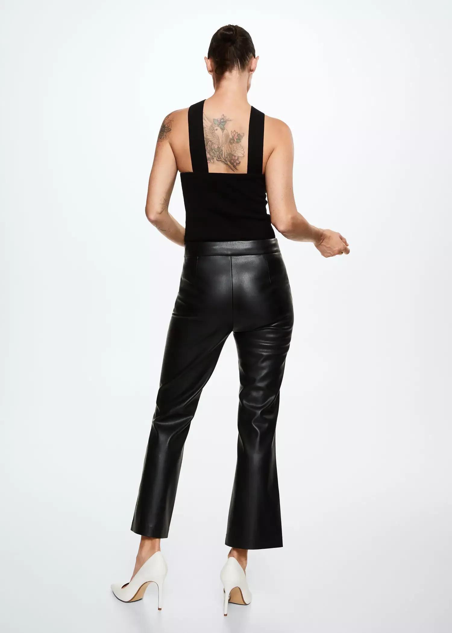 Black Leather-Effect Straight Trousers, , large image number 7
