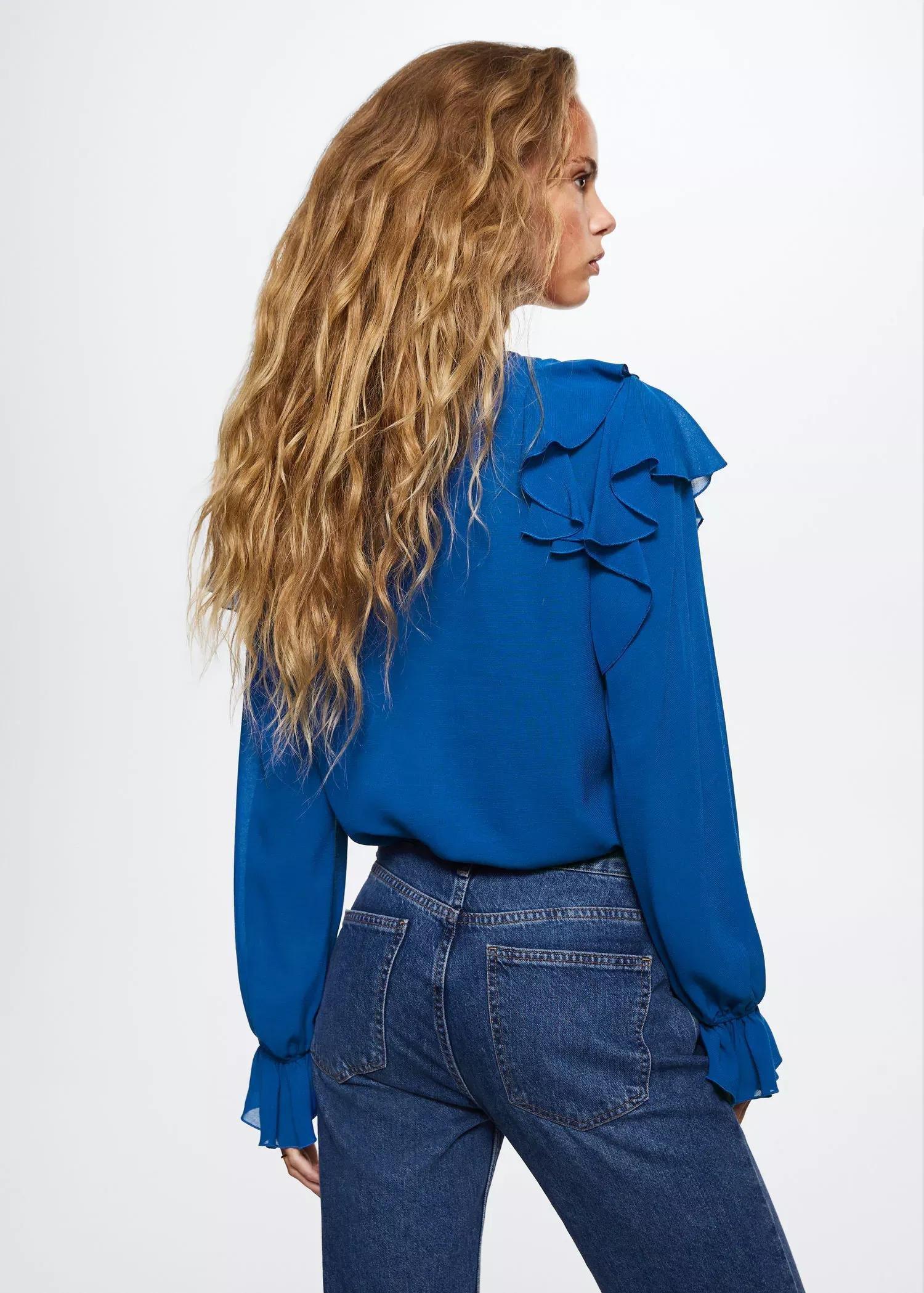 Blue Ruffle Blouse With Laces, , large image number 4