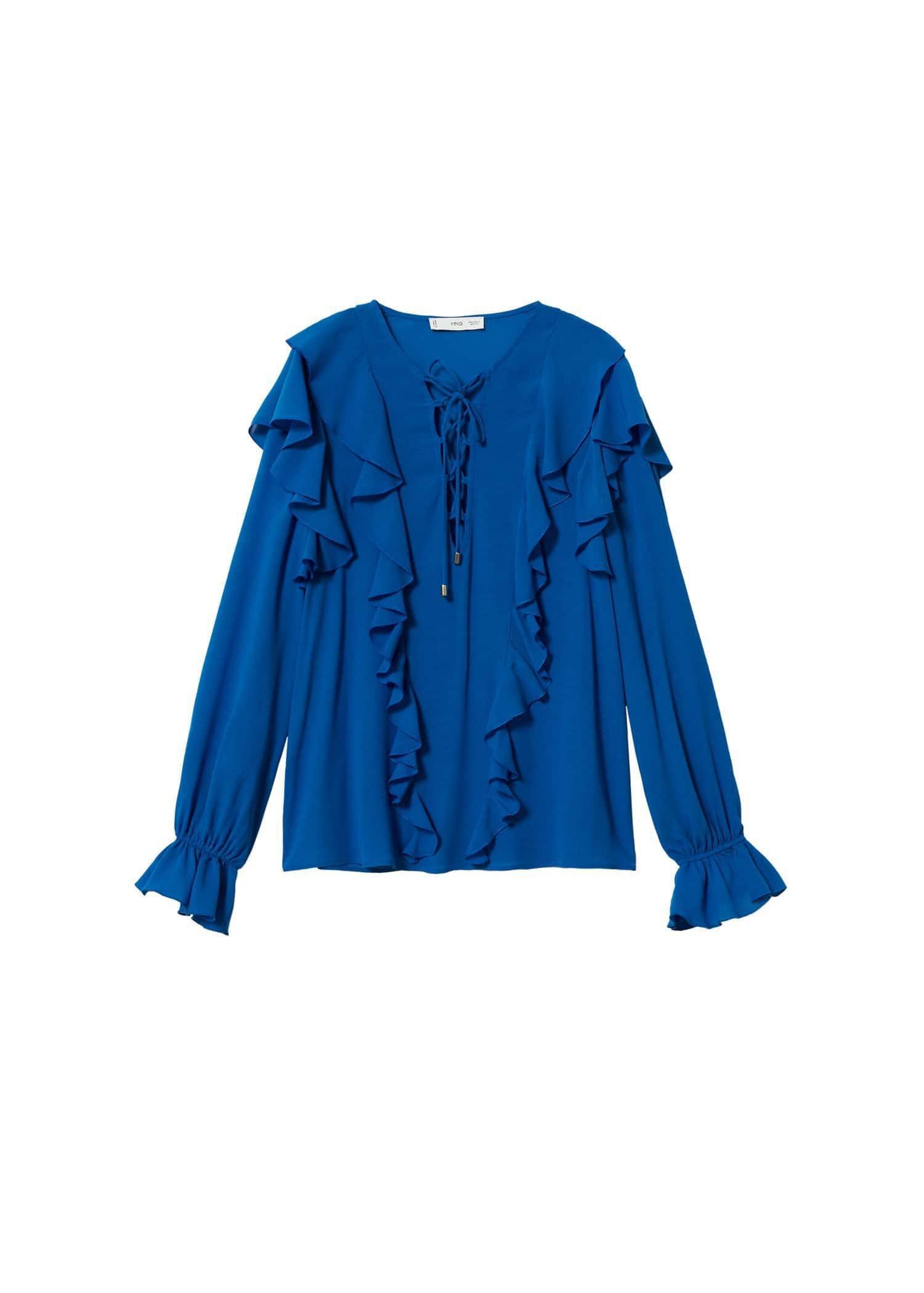 Blue Ruffle Blouse With Laces, , large image number 5