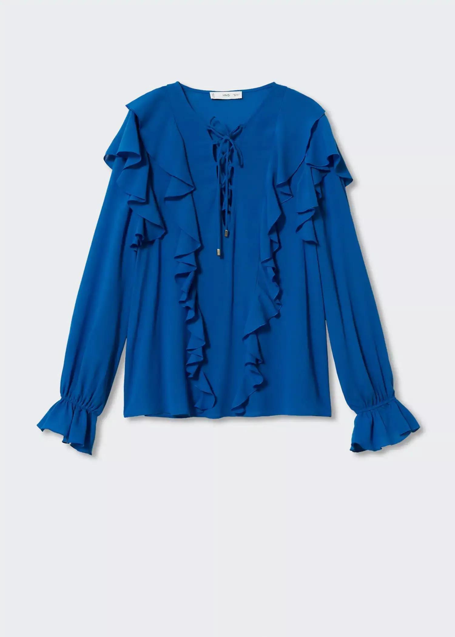 Blue Ruffle Blouse With Laces, , large image number 6