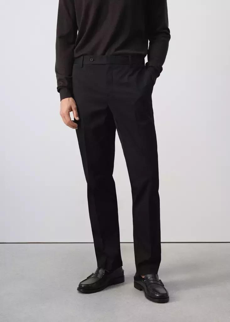 Black Dublino Slim-Fit Chino Trousers, Black, large image number 1