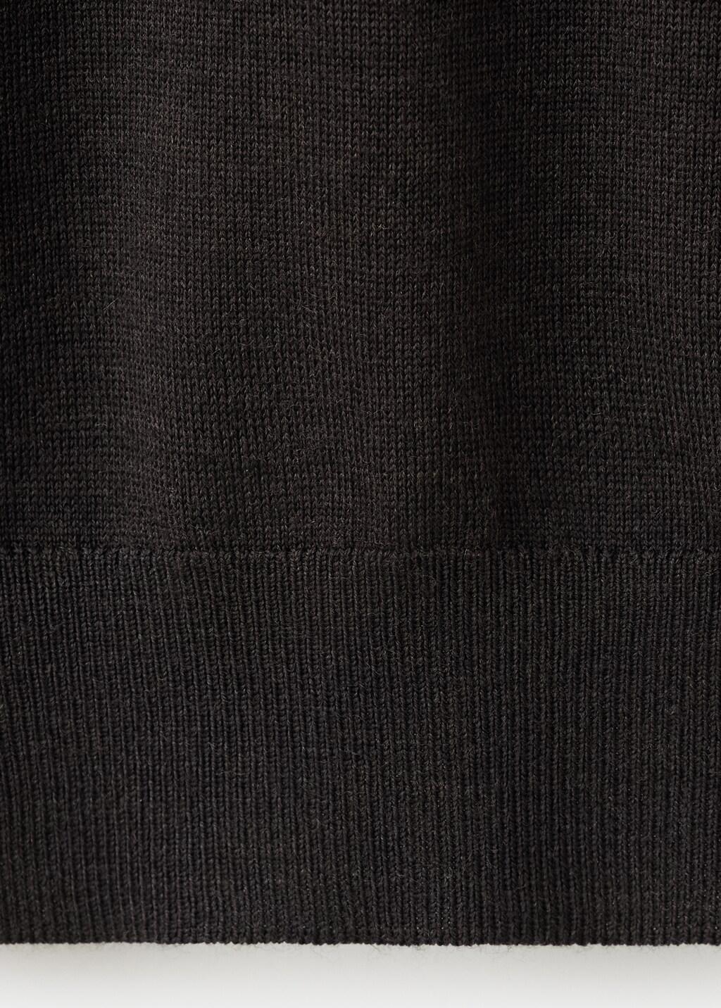 Brown Merino Wool Sweater With Zip-Neck, Dark Brown, large image number 3