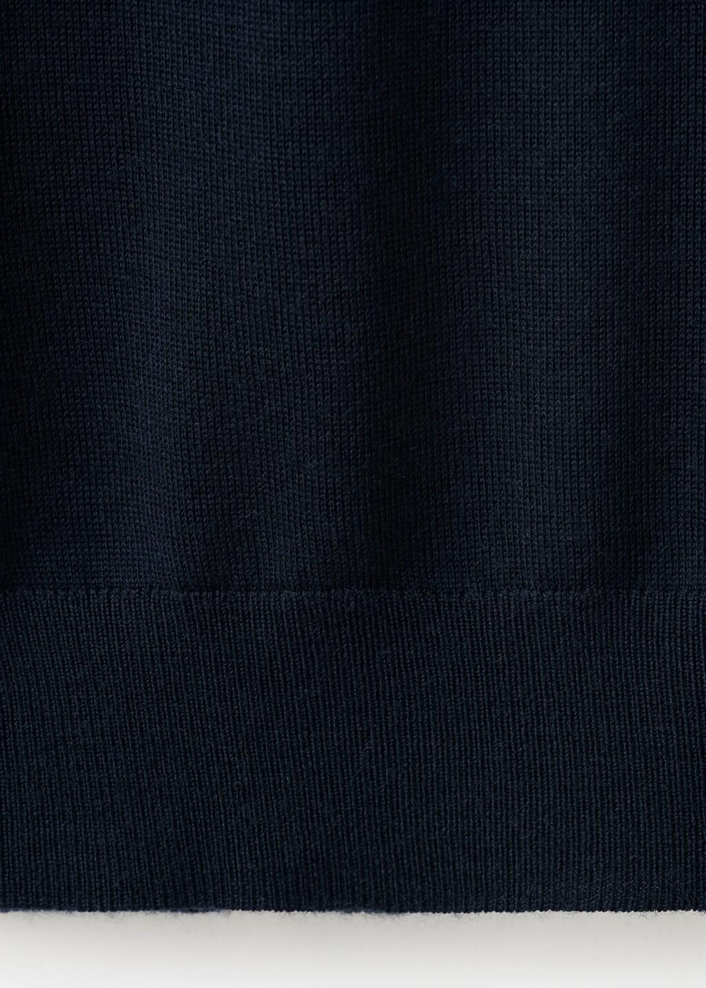 Navy 100% Merino Wool Sweater With Zip-Neck, Navy, large image number 3