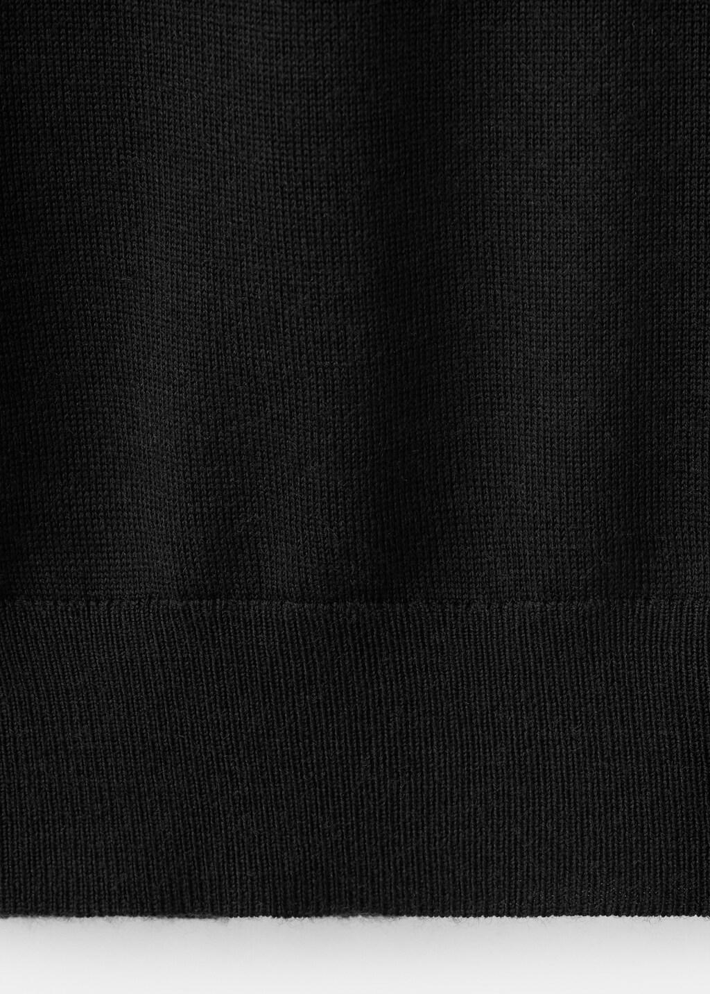 Black Merino Wool Sweater With Zip-Neck, Black, large image number 3