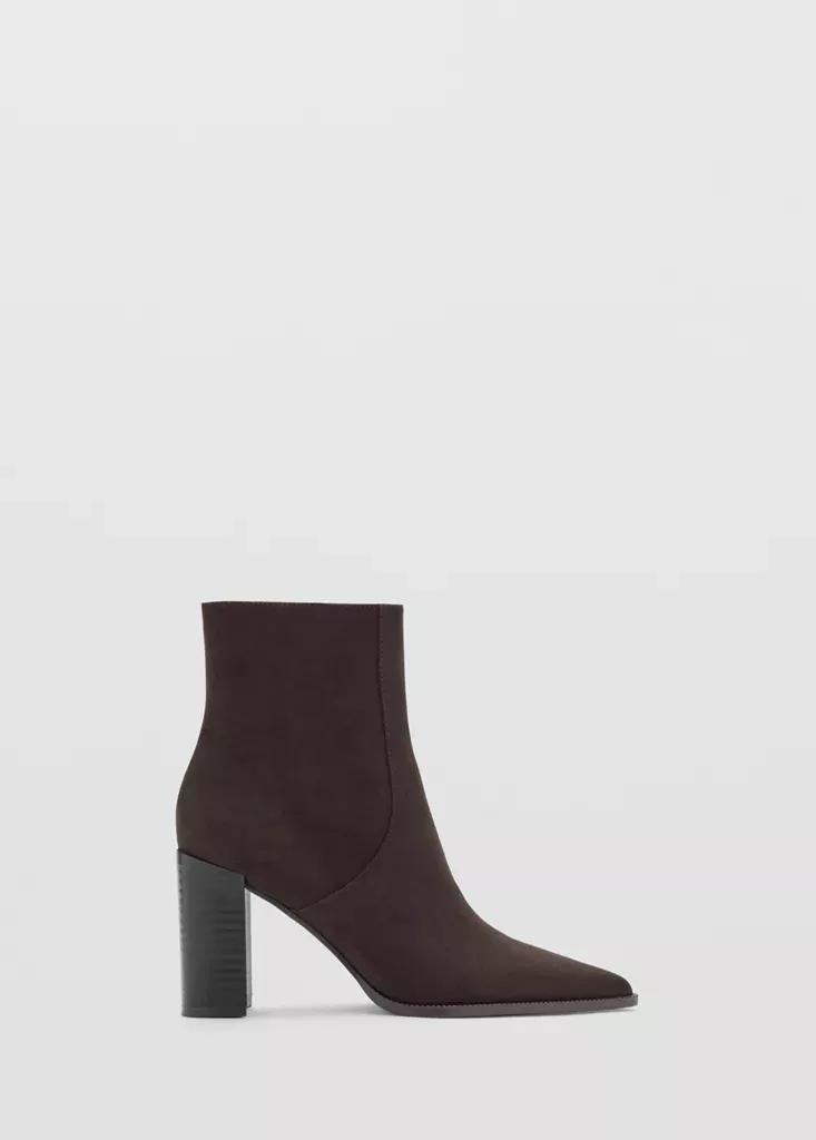 Brown Pointed Heel Ankle Boot, Brown, medium