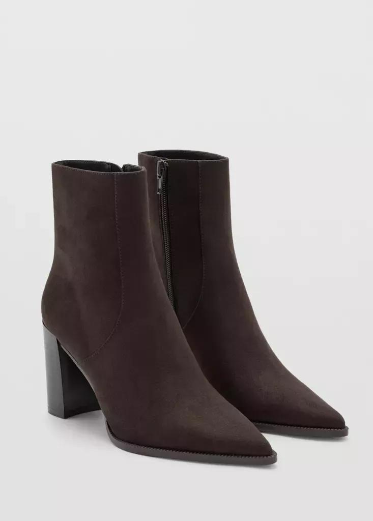 Brown Pointed Heel Ankle Boot, Brown, medium
