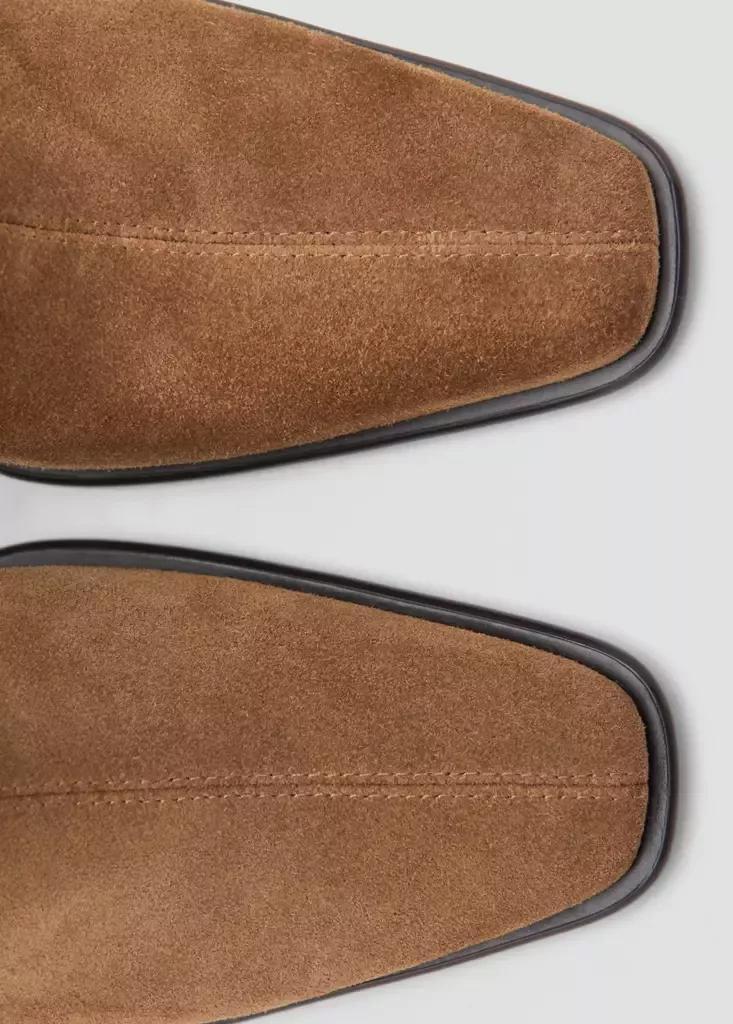 Brown Leather Ankle Boots With Block Heel, Medium Brown, large image number 3