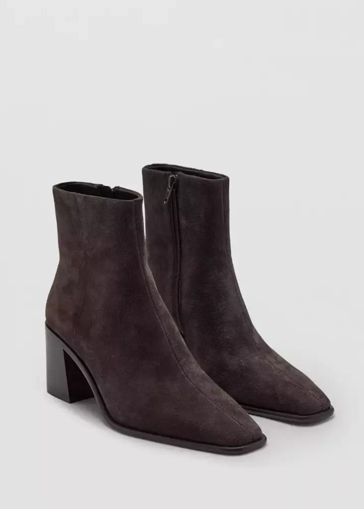 Brown Ankle Boots With Block Heel, Dark Brown, medium