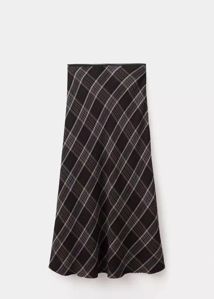 Brown Checked Midi Skirt, Brown, large image number 4