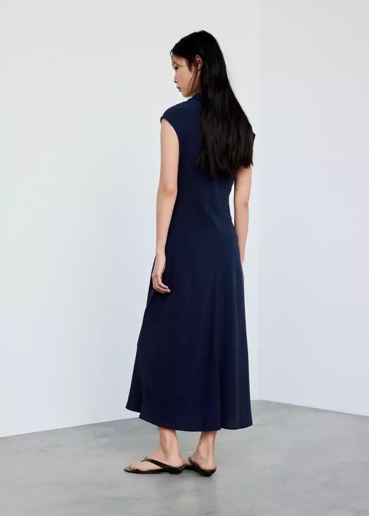 Blue Draped Dress With Jewel Detail, , medium