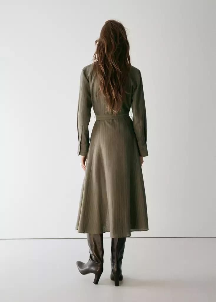 Beige Vestido Camisero Raya Diplom├╕┬&uacute;├╕┼&ocirc;tica, Beige - Khaki, large image number 2