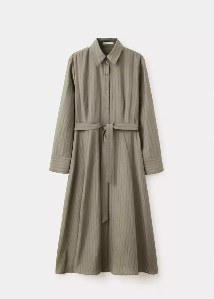 Beige Vestido Camisero Raya Diplom├╕┬&uacute;├╕┼&ocirc;tica, Beige - Khaki, large image number 5